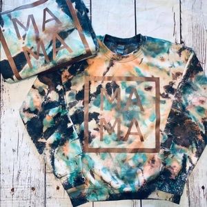 MAMA tie dyed & bleached Gildan sweatshirt
